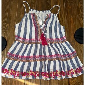 THML Anthropologie Spaghetti Strap Top Size sm small lined Boho tassel